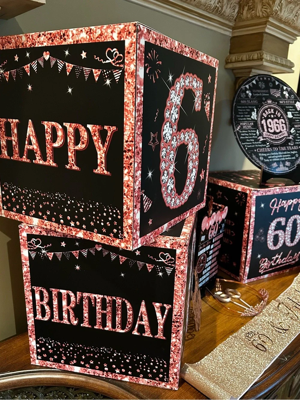Happy 60th Birthday Rose Gold Party Decor Set
